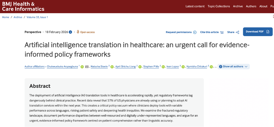 Artificial intelligence translation in healthcare: an urgent call for evidence-informed policy frameworks